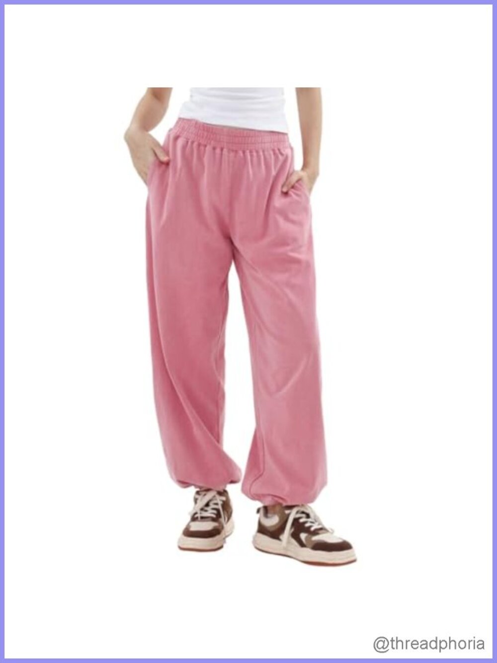 Women's Acid Washed Joggers Cotton Elastic Waist Sweatpants with Pockets